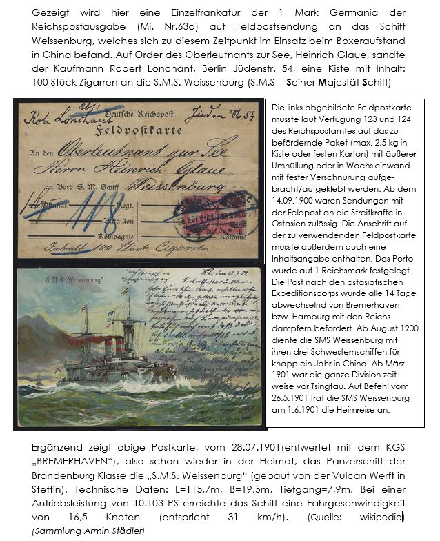 Einzelfrankatur der 1 Mark Germania Reichspost